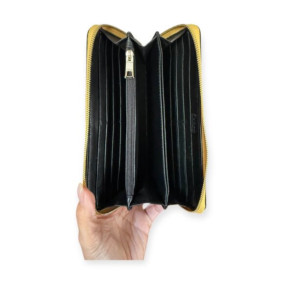 Furla Camelia Leather Zip Around Wallet | Black & Yellow Colorblock - Picture 6 of 6